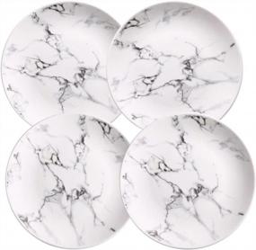 img 2 attached to Coffeezone Marble Design Porcelain Dinner Accent Plates Set Of 4 (10 Inches)