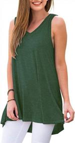 img 2 attached to Women'S Summer Sleeveless V-Neck T-Shirt Tunic Top - AWULIFFAN Blouse Shirt