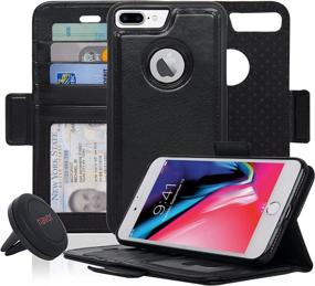 img 4 attached to 📱 Navor Detachable Magnetic Wallet Case with RFID Protection and Universal Car Mount for iPhone 8 Plus [Vajio Series]-Black