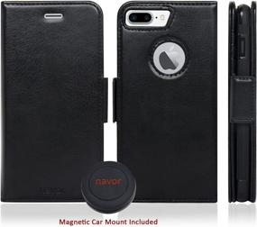 img 3 attached to 📱 Navor Detachable Magnetic Wallet Case with RFID Protection and Universal Car Mount for iPhone 8 Plus [Vajio Series]-Black