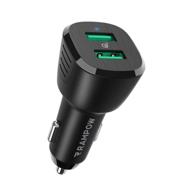 🚗 fast car charger - rampow 39w/6a dual usb fast car charging adapter | quick charge 3.0 | cigarette lighter usb charger for samsung galaxy s22/s21/20/s10/s10e, iphone 13/12/11/11 pro, ipad pro, android - black logo