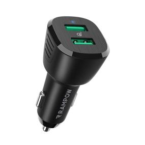 img 4 attached to 🚗 Fast Car Charger - RAMPOW 39W/6A Dual USB Fast Car Charging Adapter | Quick Charge 3.0 | Cigarette Lighter USB Charger for Samsung Galaxy S22/S21/20/S10/S10e, iPhone 13/12/11/11 Pro, iPad Pro, Android - Black