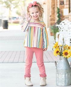 img 2 attached to 👶 Soft Knit Ankle Length Ruffle Leggings for Baby Girls and Toddlers by RuffleButts