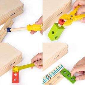 img 2 attached to Wooden Toolbox Toy Set – Creative Gift For 3 Year Olds And Up Boys Girls | Educational Construction Kids Toys Play Accessories