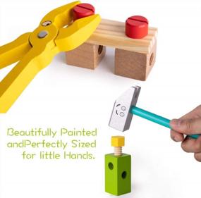 img 3 attached to Деревянный набор игрушек для инструментов – креативный подарок для мальчиков и девочек от 3 лет | Развивающие строительные детские игрушки Play Аксессуары