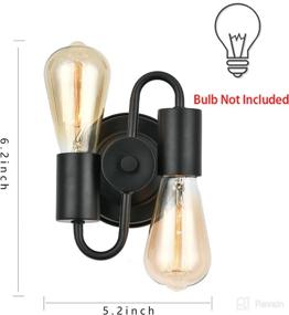 img 3 attached to 🔥 SEEBLEN 2-Light Wall Lamp: Stylish Black Sconce for Modern Bathroom Vanity, Kitchen, Bedroom Mirror Cabinet - Industrial Wall Mount Lighting Fixture