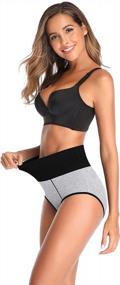 img 3 attached to High Waisted Cotton Panties For Women - Soft, Stretchy And Breathable Full Coverage Briefs In Plus Sizes
