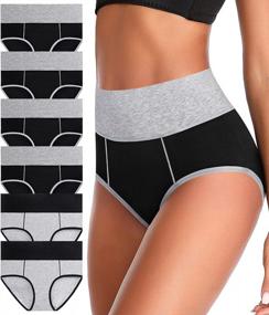 img 4 attached to High Waisted Cotton Panties For Women - Soft, Stretchy And Breathable Full Coverage Briefs In Plus Sizes