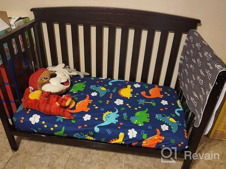 img 1 attached to UOMNY Dinosaur Toddler Sheet - 100% Cotton Fitted Crib Sheet For Standard Crib And Toddler Mattresses review by Jeffrey Kue