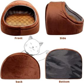 img 3 attached to 🐱 Autokcan Cat Bed: Machine Washable for Indoor Cats or Small Dogs - Anti-Slip & Water-Resistant Bottom (Brown)