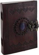 blue stone embossed leather journal: 120 pages of unlined luxury with clasp - brown edition logo