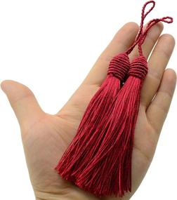 img 2 attached to Makhry 20Pcs 15.5Cm/6 Inch Silky Floss Bookmark Tassels With 2-Inch Cord Loop And Small Chinese Knot For Jewelry Making, Souvenir, Bookmarks, DIY Craft Accessory (Wine Red)