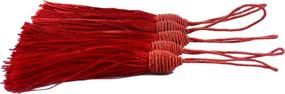 img 3 attached to Makhry 20Pcs 15.5Cm/6 Inch Silky Floss Bookmark Tassels With 2-Inch Cord Loop And Small Chinese Knot For Jewelry Making, Souvenir, Bookmarks, DIY Craft Accessory (Wine Red)