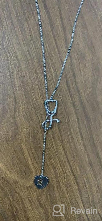 img 1 attached to Women'S Doctor & Nurse Jewelry: 925 Sterling Silver Stethoscope Heart Lariat Necklace With Alphabet Initial Letter review by Jackie Quimby