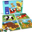 4-pack animal puzzles for toddlers ages 2-4 | beestech elementary jigsaw learning games for kids! logo