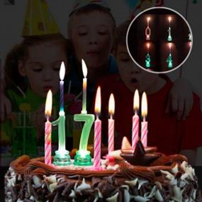 img 2 attached to LOGUIDE Набор свечей на день рождения с изменяющимся цветом и украшением для торта с 4 восковыми свечами (номер 1) - идеальный декор для дня рождения!