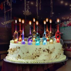 img 1 attached to LOGUIDE Набор свечей на день рождения с изменяющимся цветом и украшением для торта с 4 восковыми свечами (номер 1) - идеальный декор для дня рождения!