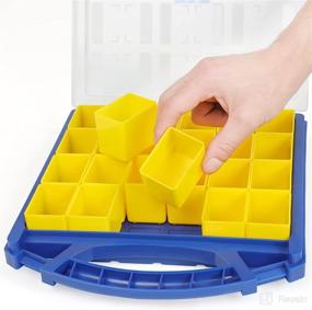 img 1 attached to 🧰 Haisstronica Small Parts Organizer (HS-T1A) with 24 Removable Bins - Portable Organizer for Game Token, Tools, Wire Connectors, and Screws - 12" x 10.5" x 2.2" Size