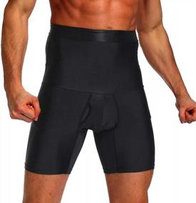 img 4 attached to Vaslanda Mens Shapewear Shorts: Tummy Control High Waist Shaper Panties For Belly Slimming & Underwear Compression Girdle Support.
