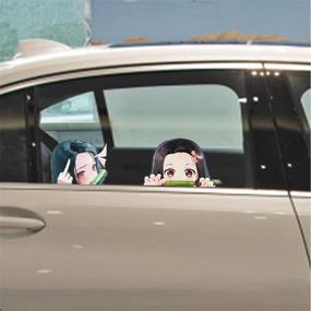 img 3 attached to 🚗 Fengshengshuiqi Anime Car Decals: 4 PCS of Waterproof Vinyl Accessories for Personalized and Funny Automotive Bumper Stickers, Windshield and Windows Decal