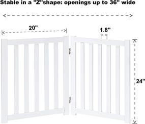 img 3 attached to 🐾 LZRS Oak Wood Freestanding Pet Gate for Doorways - Dog Gates for House & Stairs, Indoor/Outdoor Safety Fence with Bonus Pet Collar - 2 Panel 24"-White, Wooden