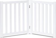 🐾 lzrs oak wood freestanding pet gate for doorways - dog gates for house & stairs, indoor/outdoor safety fence with bonus pet collar - 2 panel 24"-white, wooden logo