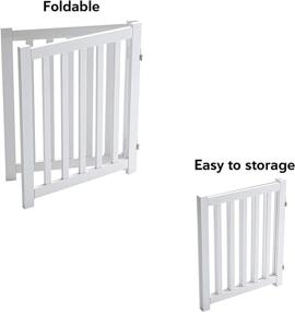 img 2 attached to 🐾 LZRS Oak Wood Freestanding Pet Gate for Doorways - Dog Gates for House & Stairs, Indoor/Outdoor Safety Fence with Bonus Pet Collar - 2 Panel 24"-White, Wooden