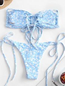 img 2 attached to Floral Print Strapless Ruffle Bikini Set By ZAFUL: Stylish And Comfortable Swimsuits For Women