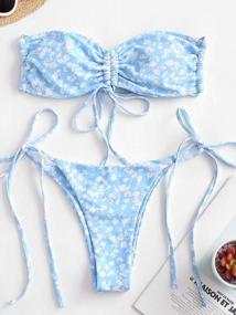 img 3 attached to Floral Print Strapless Ruffle Bikini Set By ZAFUL: Stylish And Comfortable Swimsuits For Women