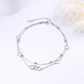 img 2 attached to Sterling Silver Flyow Beaded Anklet: Infinity, Heart, Angel Wing And Turtle Design For Women - Adjustable, Stylish Ankle Bracelet Just In Time For The Perfect Gift!