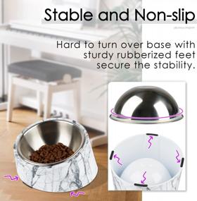 img 1 attached to Super Design Mess Free 15 Degree Slanted Bowl For Dogs And Cats, Tilted Angle Bulldog Bowl Pet Feeder, Non-Skid & Non-Spill, Easier To Reach Food M/1.5 Cup Marble