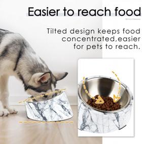 img 3 attached to Super Design Mess Free 15 Degree Slanted Bowl For Dogs And Cats, Tilted Angle Bulldog Bowl Pet Feeder, Non-Skid & Non-Spill, Easier To Reach Food M/1.5 Cup Marble