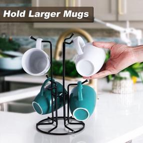 img 3 attached to Black Metal Mug Tree With 6 Hooks For Large Cups - Convenient Coffee Cup Holder For Easy Pick And Place On Countertops - Perfect Mug Rack For Large Mugs By HULISEN