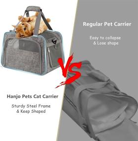 img 1 attached to 🐾 Hanjo Pets Soft Pet Carrier - Breathable Mesh Window - Cat Carrier Airline Approved Underseat - TSA Approved Dog Carrier for Small Cats Puppy - Soft Sided Dog Airplane Carrier up to 12 lbs - Top Loading