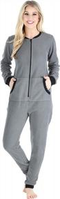 img 4 attached to Women'S Fleece Non-Footed Solid Color Onesie Pajamas Jumpsuit By Sleepyheads