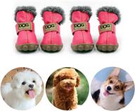 🐾 cmnnq dog boots for small dogs - snow antiskid shoes, winter waterproof skidproof paw protectors, warm booties for puppy play (xs, pink) логотип