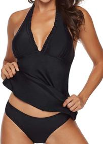 img 3 attached to AnnJo Swimsuit Backless Flyaway Tankini Women's Clothing at Swimsuits & Cover Ups
