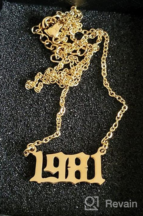img 1 attached to SKQIR Women's Birthday Gold Number Year Necklace - Pendant for Girls | Number Birth Year Necklace for Women | Perfect Gift review by Lorri Ciccio