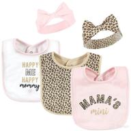 hudson baby unisex baby cotton bib and headband or caps set: leopard mamas mini - one size logo