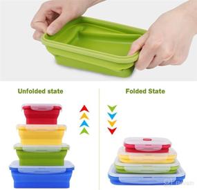 img 3 attached to VIGIND Set of 4 Collapsible Silicone Food Storage Containers with BPA Free, Airtight Plastic Lids for Kitchen, Bento Lunch Boxes - Includes Pack of 6 Food Storage Bags