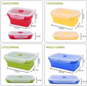 img 2 attached to VIGIND Set of 4 Collapsible Silicone Food Storage Containers with BPA Free, Airtight Plastic Lids for Kitchen, Bento Lunch Boxes - Includes Pack of 6 Food Storage Bags