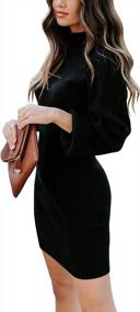 img 1 attached to Caracilia Women Turtleneck Long Sleeve Knit Pullover Sweater Dress Bodycon Mini Dress