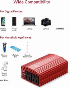 img 2 attached to 🔌 Vansoet 300W Power Inverter 12V DC to 110V AC Car Plug Adapter Outlet Converter with 4.2A Dual USB AC Car Charger - Laptop Computer, Road Trip Essentials, Camping Accessories (Red)