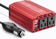 🔌 vansoet 300w power inverter 12v dc to 110v ac car plug adapter outlet converter with 4.2a dual usb ac car charger - laptop computer, road trip essentials, camping accessories (red) logo