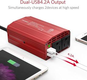 img 3 attached to 🔌 Vansoet 300W Power Inverter 12V DC to 110V AC Car Plug Adapter Outlet Converter with 4.2A Dual USB AC Car Charger - Laptop Computer, Road Trip Essentials, Camping Accessories (Red)