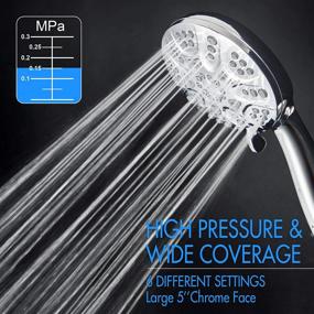 img 2 attached to 6-Setting High Pressure 3-Way Shower Head Combo - 59 Inch Hose, 5 Spray Settings & Chrome Finish