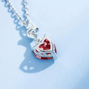 img 2 attached to 14K White Gold Diamond Heart Pendant Necklace With Sterling Silver Chain 8X8Mm Genuine Or Created Gemstone Birthstone Anniversary Birthday Gifts For Women Girls Mom Wife Her