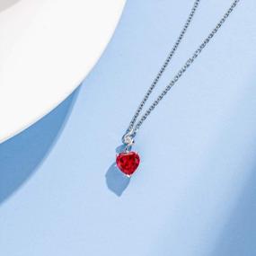 img 1 attached to 14K White Gold Diamond Heart Pendant Necklace With Sterling Silver Chain 8X8Mm Genuine Or Created Gemstone Birthstone Anniversary Birthday Gifts For Women Girls Mom Wife Her