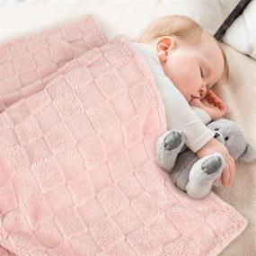 img 3 attached to HOMRITAR Baby Blanket For Girls 3D Checkerboard Grid Ultra- Soft Fluffy Toddler Blanket For Kids Warm Cozy Chessboard Chocolate Design Infant Blanket 30 X 40 Inches Pink