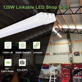 img 3 attached to 2 Pack Hykolity 4FT 120W LED Shop Light Linkable, 13000Lm(400W Equivalent), 5000K Utility Lights For Garages, Workshops, Basements - Hanging Or FlushMount With Power Cord And Pull Chain ETL